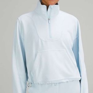 PERFECT Lululemon Brushed Softstreme Ribbed Half Zip, size 12, Powder Blue
